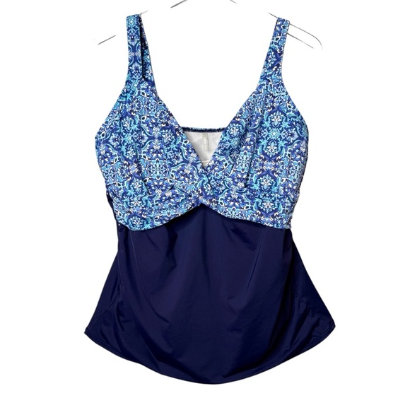 Lands’ End Navy Floral Women’s Tankini Swim Top Sz 18L - Picture 1 of 11
